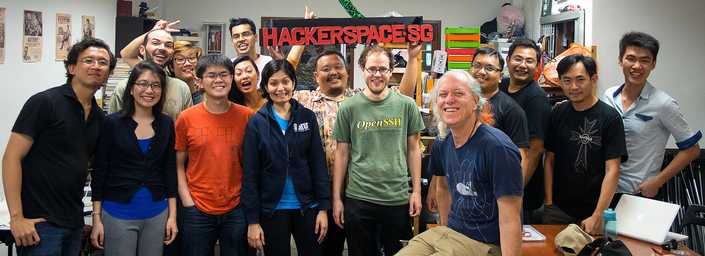 Mitch Altman, founder of Noisebridge, at HackerspaceSG in 2014